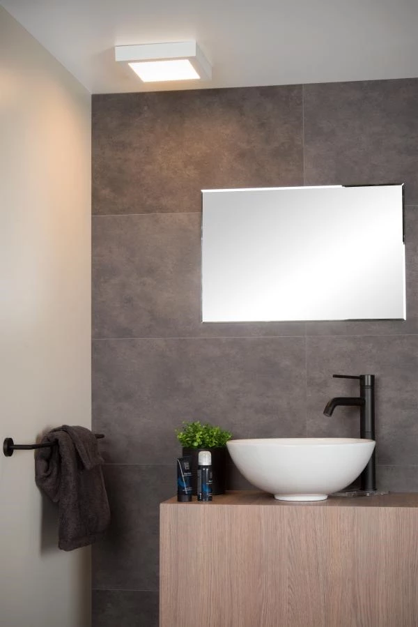 Lucide BRICE-LED - Flush ceiling light Bathroom - LED Dim. - 1x22W 3000K - IP44 - White - atmosphere 1